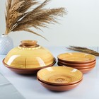 Набор посуды для блинов Кунгурская керамика, 7 предметов: 1 шт. блинница, 6 шт. тарелок, жёлтый - Фото 2