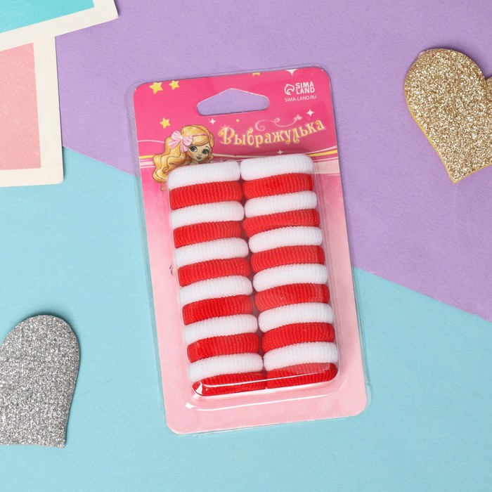 Резинки для волос «Малышка», набор 24 шт., красные, белые - Фото 1