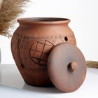 Банка для хранения лука Кунгурская керамика «Орнамент», 5 л, с отверстиями для вентиляции, молочение, коричневая - Фото 5