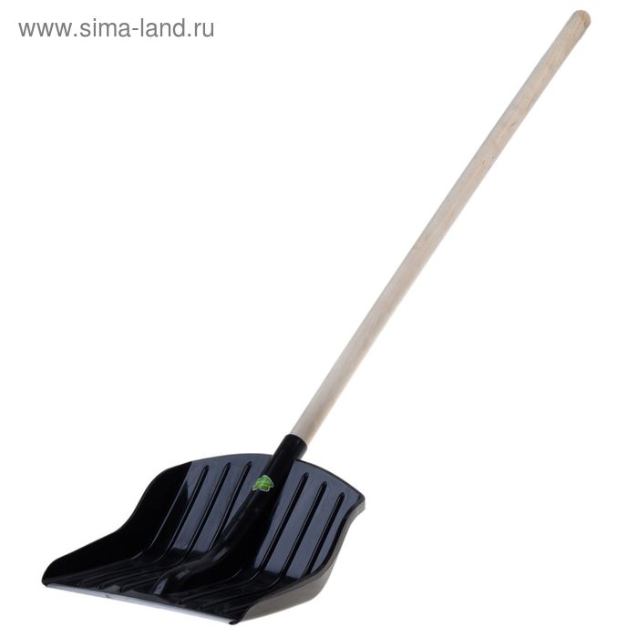 Лопата пластиковая, ковш 410 × 385 мм, с металлической планкой, деревянный черенок - Фото 1
