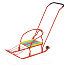 Санки «Кирюша-4вк» с толкателем, с колёсиками, цвет красный - Фото 1