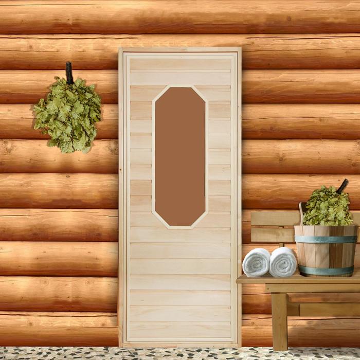 Дверь для бани со стеклом "Ромашка", 170×70см, "Добропаровъ" - Фото 1