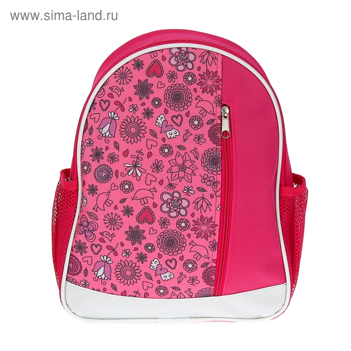 Рюкзак детский на молнии "Птички", 1 отдел, 1 наружный и 2 боковых кармана, цвет розовый - Фото 1