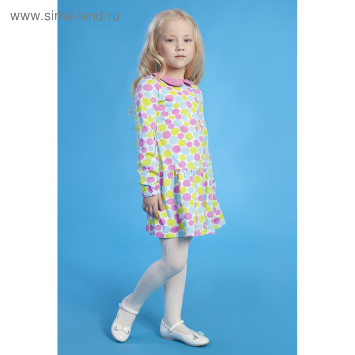 Платье для девочки с длинным рукавом "Цветные круги", рост 122-128 см - Фото 1