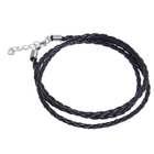 Шнурок для кулона «Косичка» основа, цвет чёрный в серебре, 65 см - Фото 1