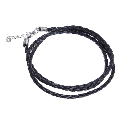 Шнурок для кулона «Косичка» основа, цвет чёрный в серебре, 65 см