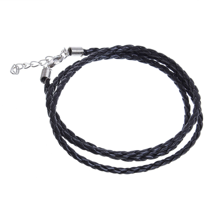 Шнурок для кулона «Косичка» основа, цвет чёрный в серебре, 65 см