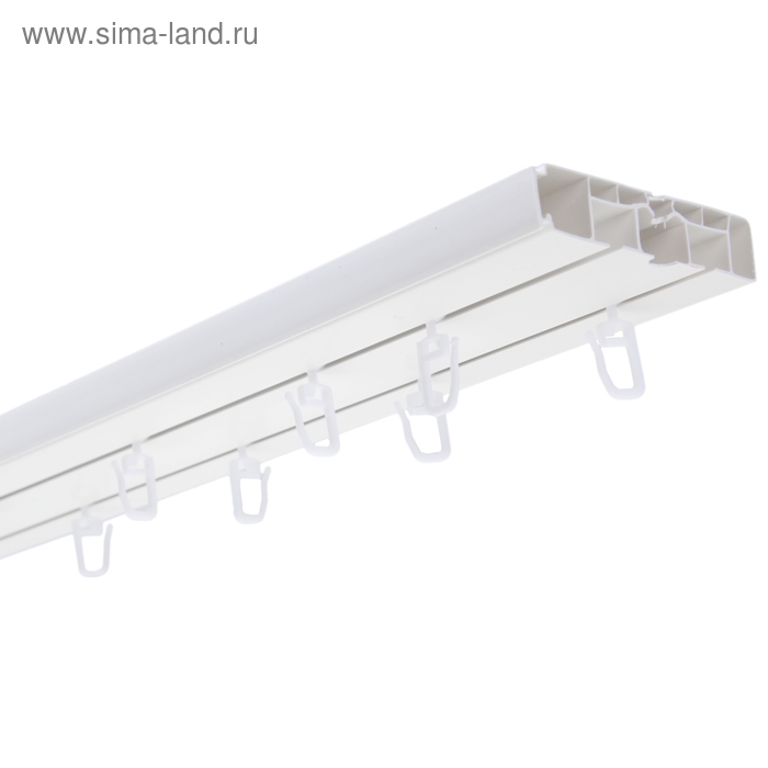 Карниз двухрядный 280 см, "Цезарь эконом", цвет белый - Фото 1