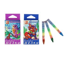 Мелки восковые 6 цветов «Фантазия», круглые, МИКС