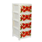 Комод 4 секции "Красные маки", цвет белый - Фото 1