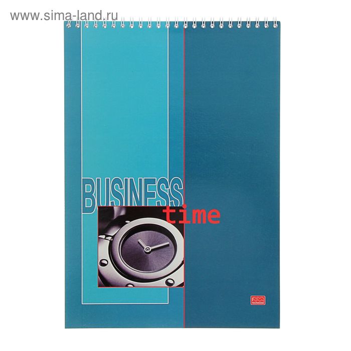 Блокнот А4, 80 листов на гребне Business Time, жесткая подложка, МИКС - Фото 1