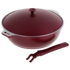 Сковорода-сотейник «Бордо», 3 л, 26×8,2 см, алюминиевая крышка, съёмная ручка, цвет красный - Фото 1
