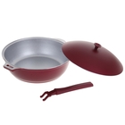 Сковорода-сотейник «Бордо», 3 л, 26×8,2 см, алюминиевая крышка, съёмная ручка, цвет красный - Фото 2