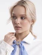 Зажим для платка «Звенья» с жемчужиной, белый в золоте 1147926