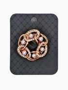 Зажим для платка «Звенья» с жемчужиной, белый в золоте 1147926