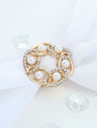 Зажим для платка «Звенья» с жемчужиной, белый в золоте 1147926