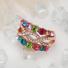 Кольцо «Узор» переплетение, цветное в золоте, размер 16,17,18 МИКС - Фото 1