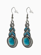 Серьги «Бирюзовый мир» коса, голубые в чернёном серебре - Фото 1