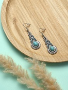 Серьги «Бирюзовый мир» коса, голубые в чернёном серебре - Фото 2