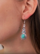 Серьги «Бирюзовый мир», коса, голубые в чернёном серебре - Фото 2