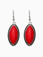 Серьги под натуральный камень «Натурель» эллипс, красные в чернёном серебре - Фото 1