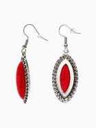 Серьги под натуральный камень «Натурель» эллипс, красные в чернёном серебре - Фото 4