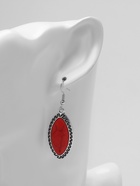 Серьги под натуральный камень «Натурель» эллипс, красные в чернёном серебре - Фото 7