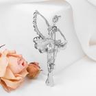 Брошь «Балерина» с лентой, цвет белый в серебре - Фото 3