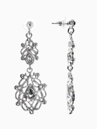 Серьги висячие со стразами «Грация», резная, синие в серебре, 9 см - Фото 3