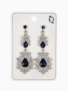 Серьги висячие со стразами «Грация», резная, синие в серебре, 9 см - Фото 4