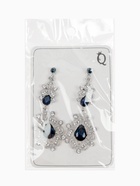 Серьги висячие со стразами «Грация», резная, синие в серебре, 9 см - Фото 6