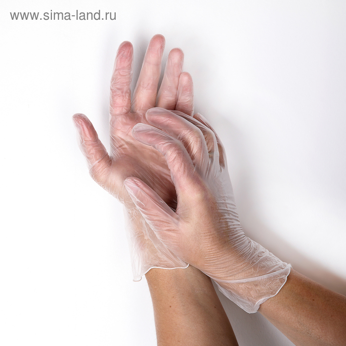 Перчатки A.D.M. виниловые, одноразовые, неопудренные, размер M, 100 шт/уп, 10 г - Фото 1
