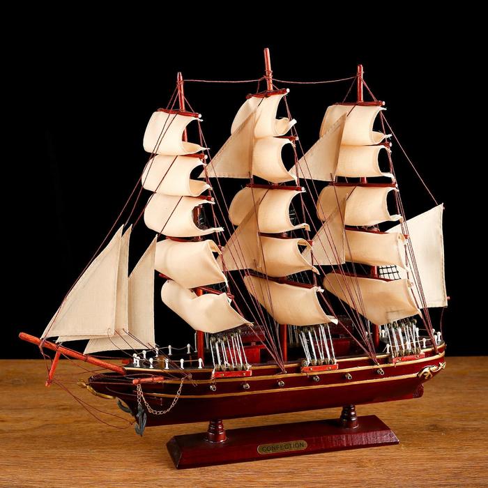 Корабль сувенирный средний «Трёхмачтовый», паруса бежевые, 49 х 42 х 8 см - фото 1898001538