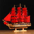 Корабль сувенирный средний «Ахиллес», паруса красные, 39х44х7 см - фото 8719388