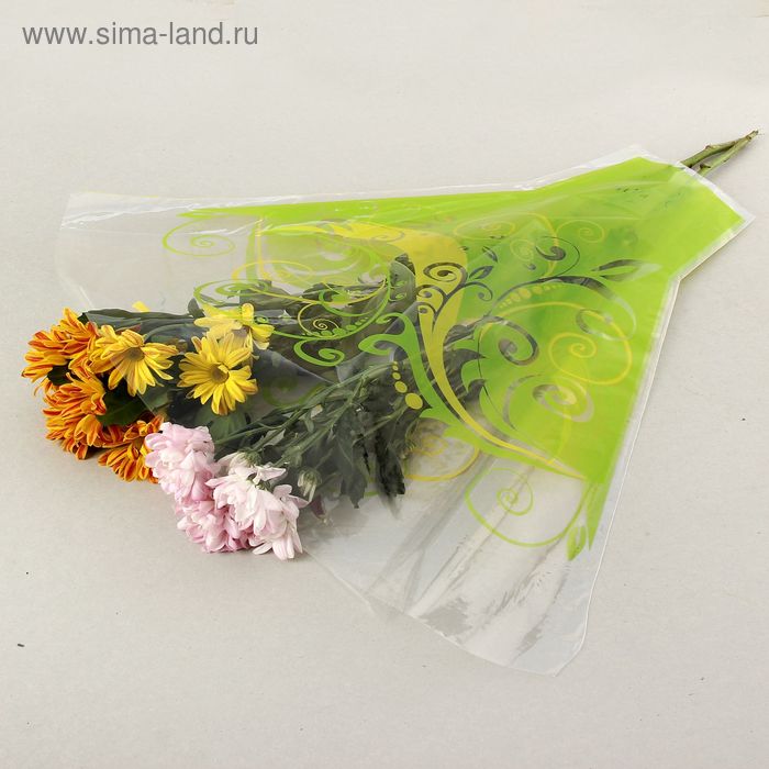 Пакет для цветов рюмка "Фэнси" салат-желтый 30 мкм 56/60/12 - Фото 1
