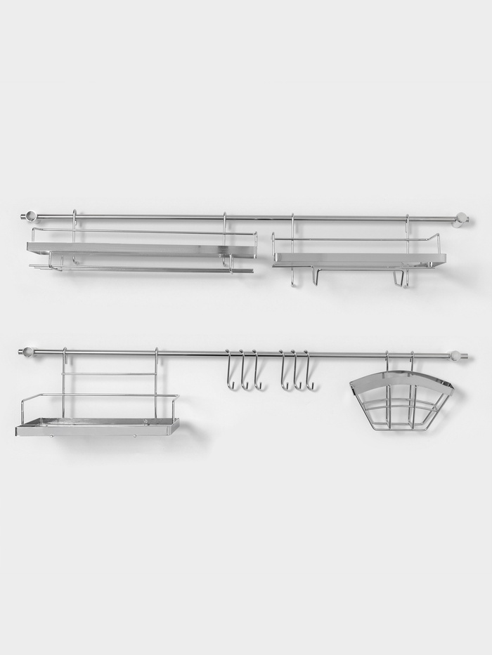 Рейлинговая система для кухни Доляна, базовый набор, 16 предметов - Фото 1