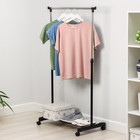 Вешалка - стойка напольная для одежды Доляна, телескопическая 90 (160) см, 1 перекладина, 80×43 см, чёрная, хромированная - Фото 1