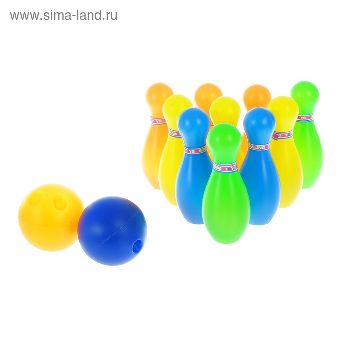 Набор игровой «Боулинг»: 10 кеглей (высота 11,5 см), 2 шара - Фото 1