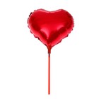 Шар фольгированный 10" «Сердце», с палочкой, цвет красный - фото 5884358