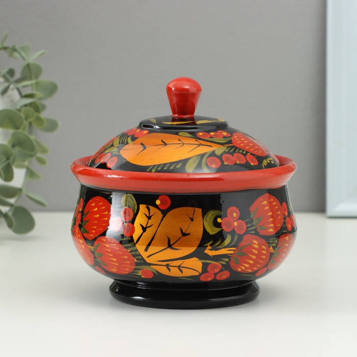 Сахарница дерево хохлома «Большая», 15×10 см - Фото 1