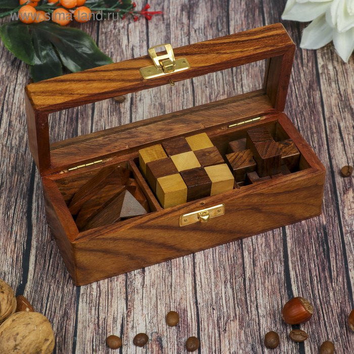 Набор головоломок 3 в 1 "Давинчи" 17,5х6х6,5 см - Фото 1