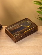 Сувенирный набор в шкатулке "Капитан" (лупа, компас, подзорная труба) 17х10,5х3,2 см - фото 54689222