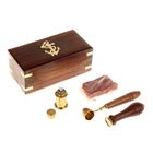 Сувенирный набор "Капитан" в шкатулке (сургуч, печать - якорь, ложка) 5,5х7х14 см - Фото 1