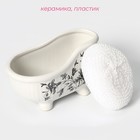 Подставка с губкой Доляна «Переплетение», 250 мл, белая - Фото 3