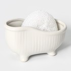 Подставка с губкой Доляна «Переплетение», 250 мл, белая - Фото 4