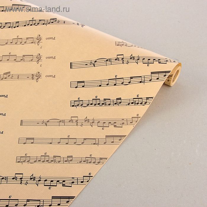 Бумага упаковочная крафт "Мелодия души", 0,7 х 10 м - Фото 1