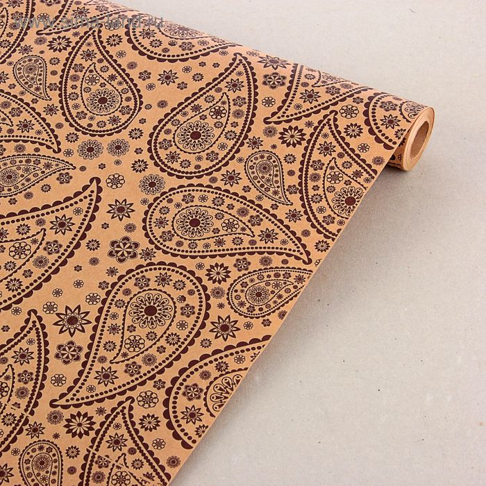 Бумага упаковочная крафт "Веселые огурцы", коричневый 0,7 х 10 м - Фото 1