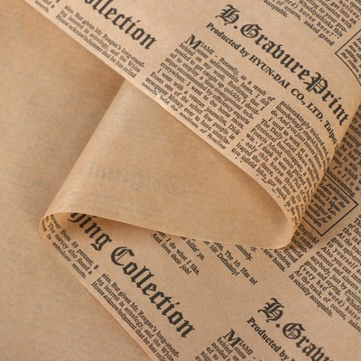 Бумага упаковочная крафт «Газета», чёрный, 0.7×10 м, 70 г/м²