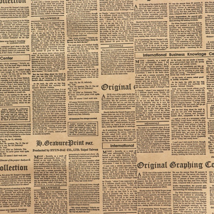 Бумага упаковочная крафт "Газета", черный, 0,6 х 10 м, 70 г/м² /м2 - фото 1898001846