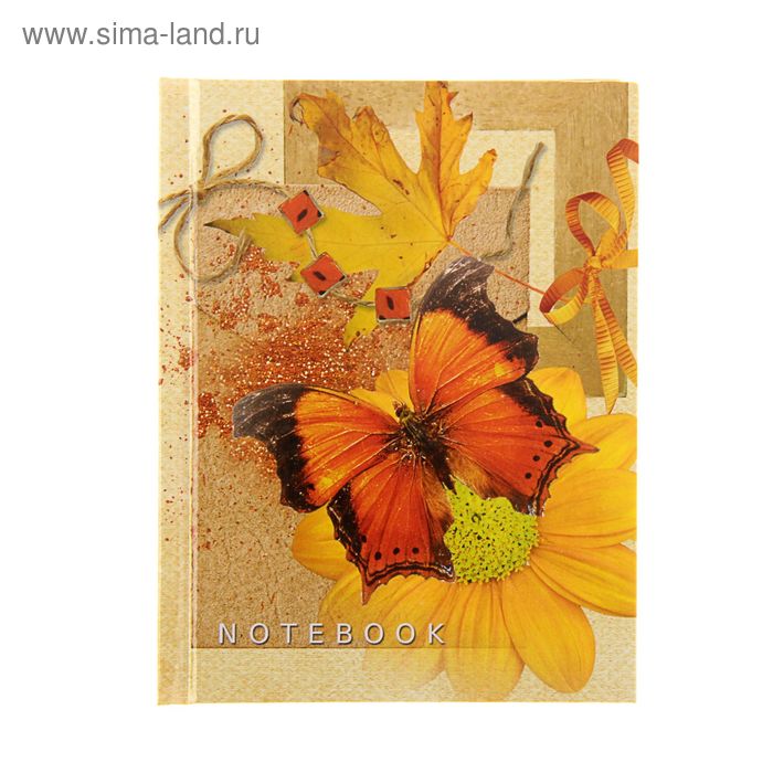 Блокнот твердая обложка А6, 80 листов "Бабочки" - Фото 1